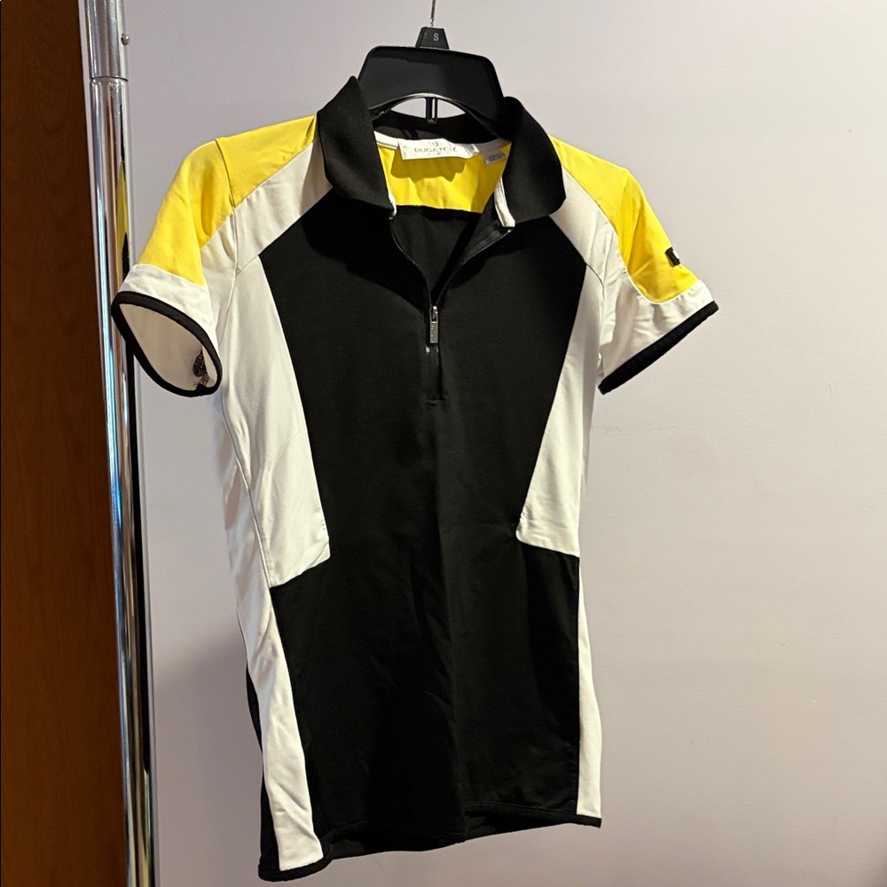 Bugatchi Women's Black and Yellow Polo
